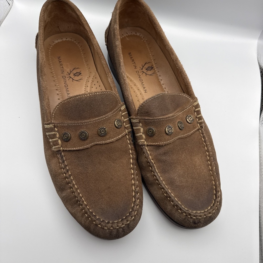 Martin Dingman Brown Denim Fabric Horse Bit Loafers - Size 10M